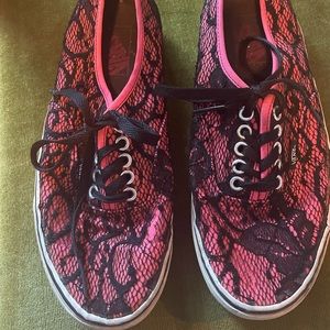 Pink and black lace vans size 9 woman’s